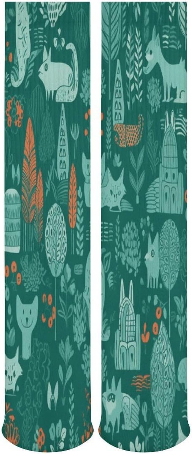 Green Animals Stocking - Cute Casual Long Athletic,Crew Sock for Men Women,Running Socks Soft Breathable for Gift