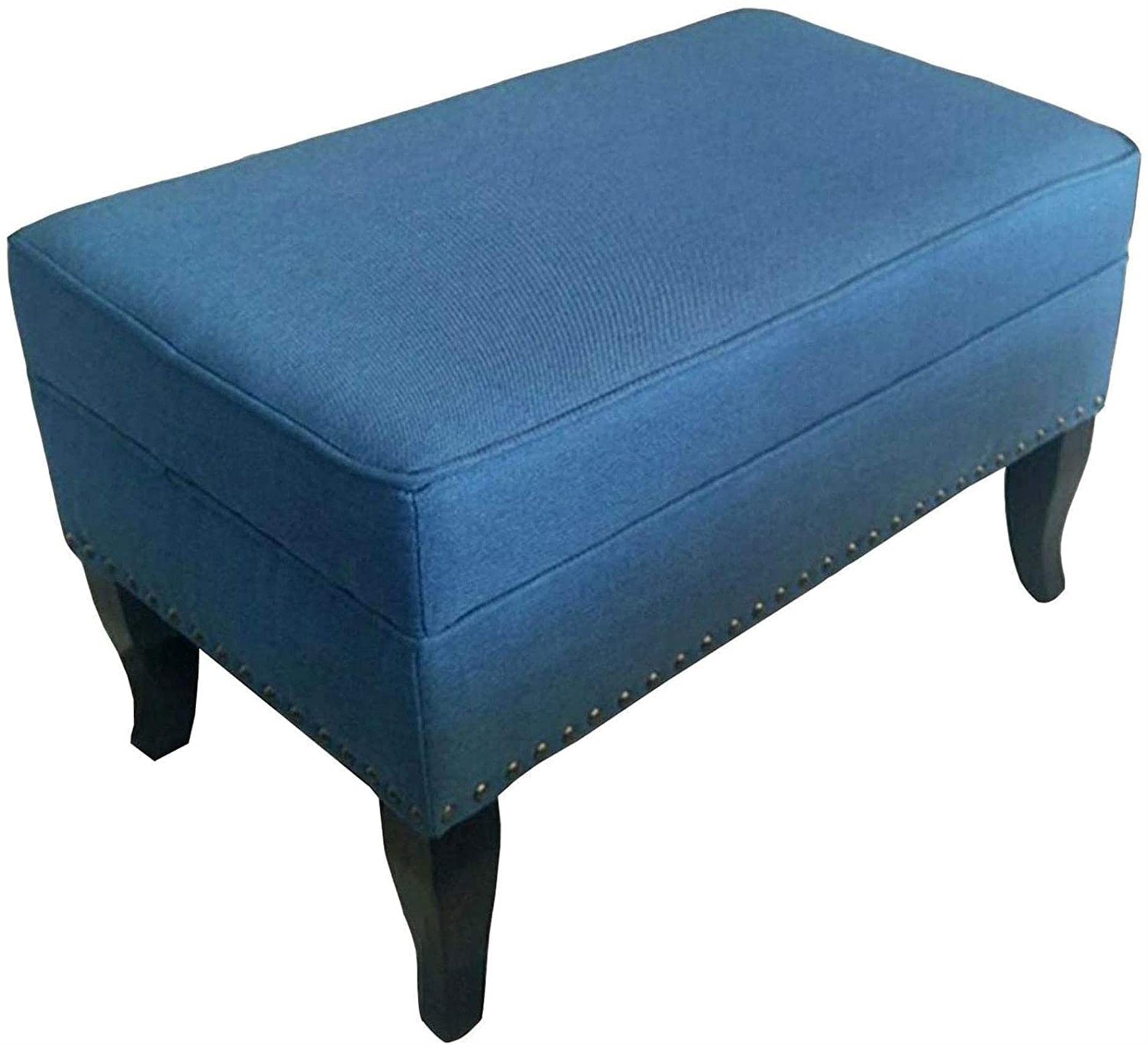 Foot Stool Box Burlap Storage Change Shoe Bench Bed End Stool Makeup Stool Seat Bench (Blue Linen 60x40x42cm)