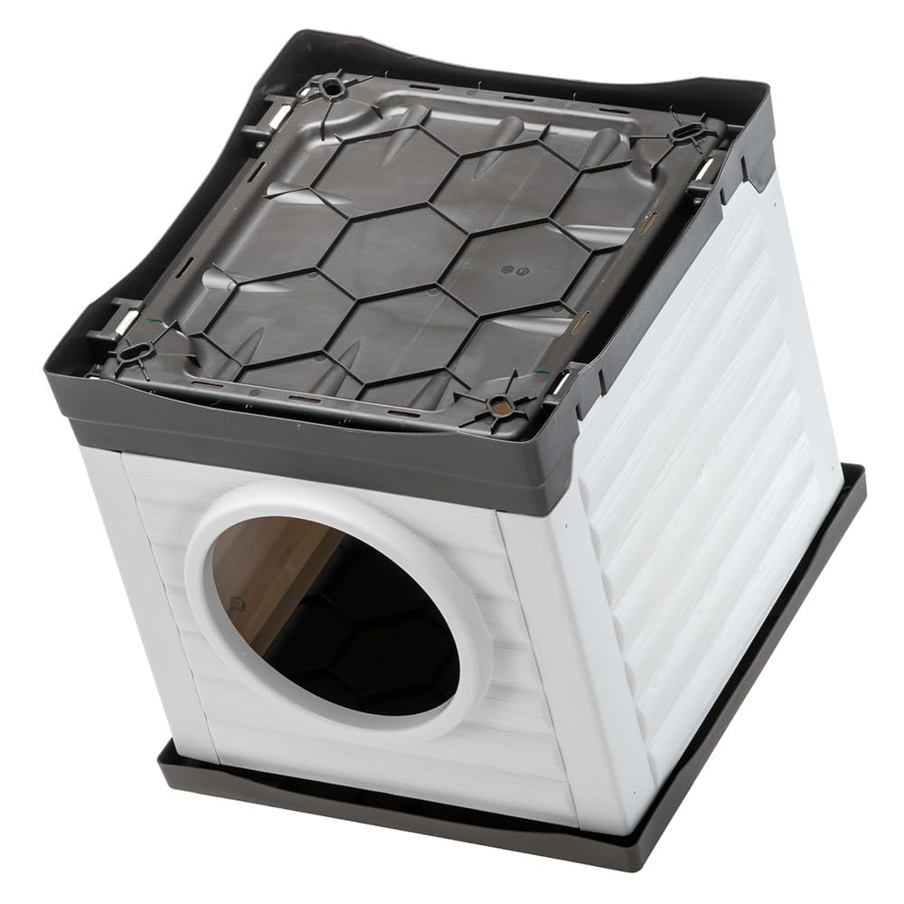 Ferplast - Caseta para Perros y Gatos Exterior - Conejera - Plástico Reciclado Resistente - PETVILLA 50, 38,5 x 43 x h 38,5 cm