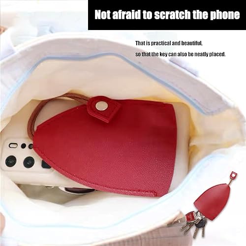 Miniatura 6 de gunhunt 2 bolsas creativas extraíbles para llaves de automóvil, funda protectora universal de poliuretano de gran capacidad con gancho (rojo)