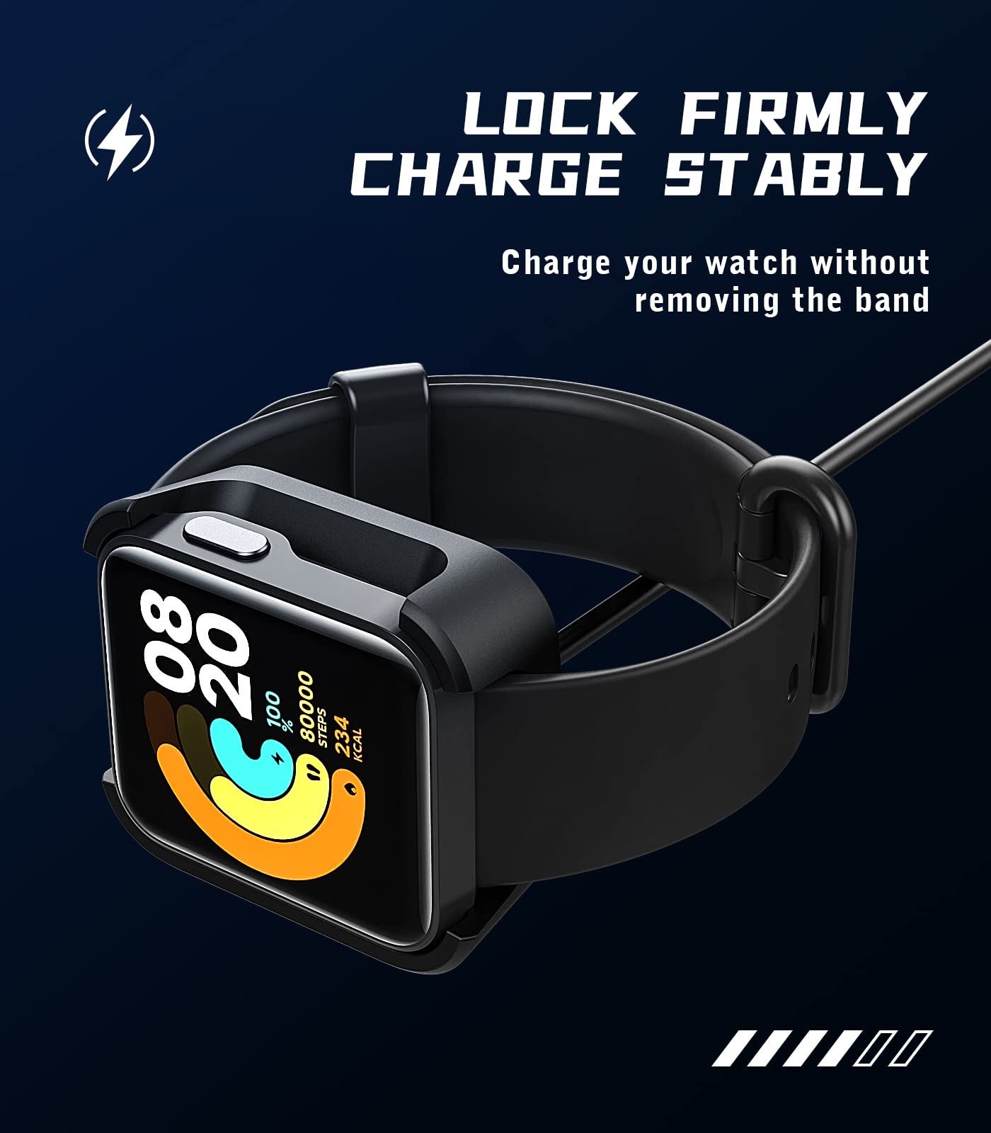 MoKo Charger Compatible with Xiaomi Mi Watch Lite/Redmi Watch, Portable Charging Dock with 1M USB Charging Cable, Black