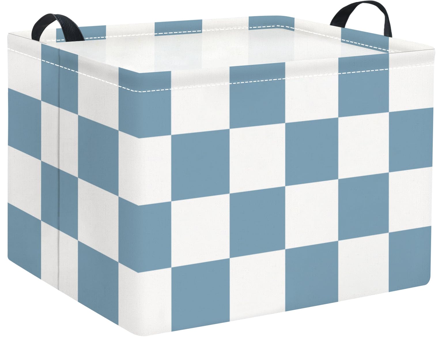 Rectangular Baby Kids Storage Basket for Home Kitchen Girls Cute Toy Storage Bin Organizer Shelf Book Room Decor(Blue Checkered)