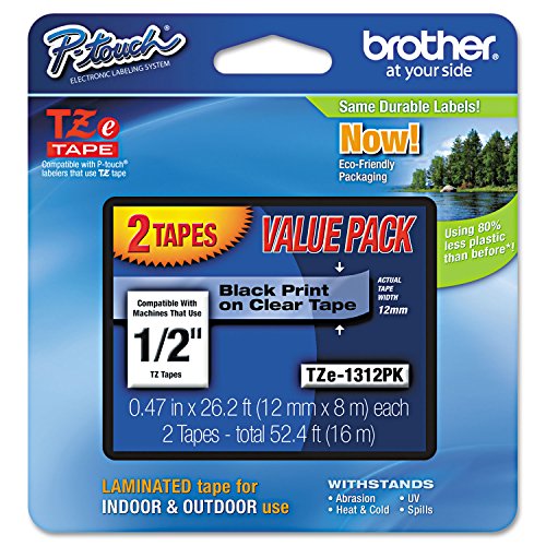 PT320 2-1/2IN Blk On Clear Lmnt Tz Tape -  Brother, TZE1312PK