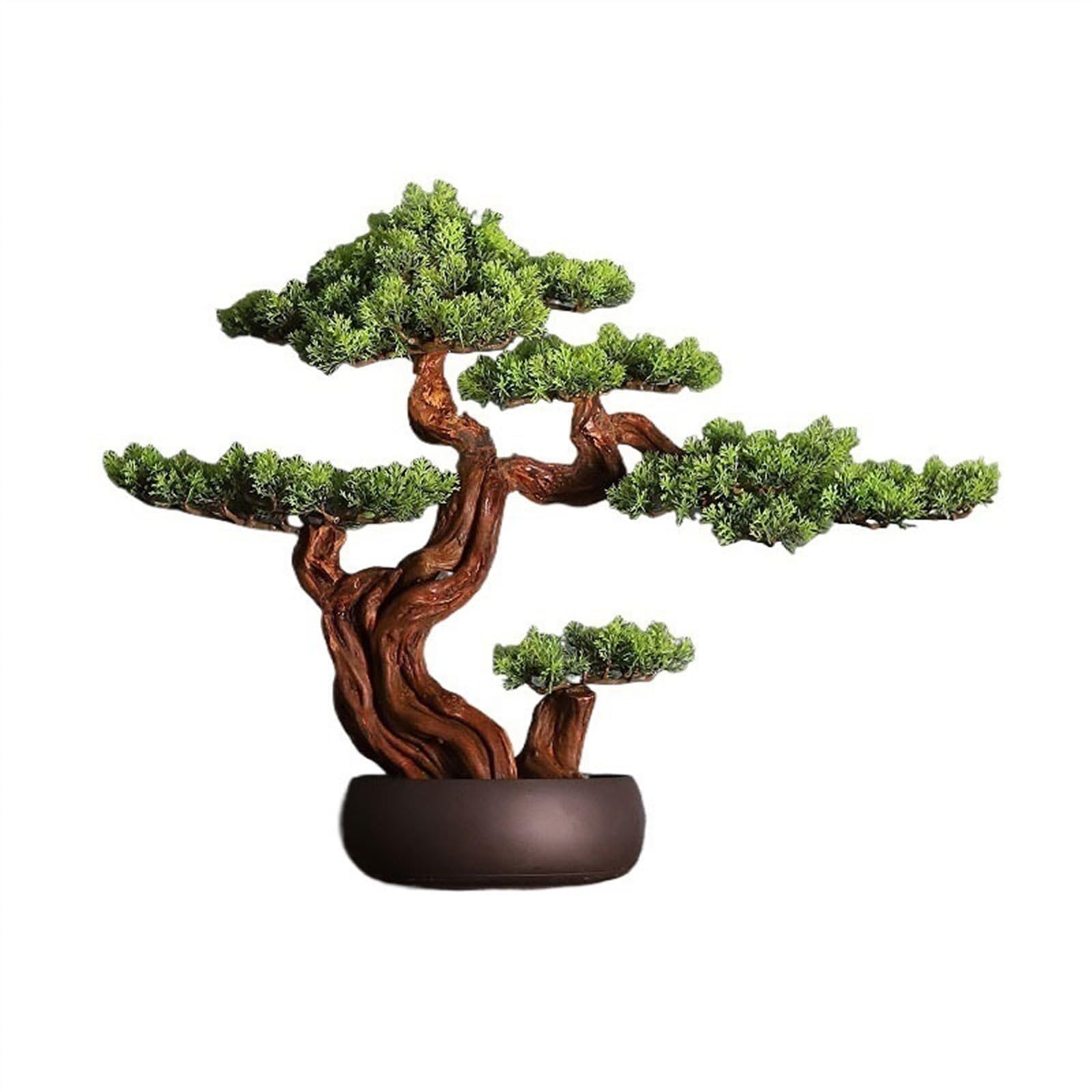 HCZKIUJY Bonsai Artificial Fake Tree Decorative Ornaments Simulation Pine Tree Bonsai Living Room Entrance Green Zen Soft Decorations Plant