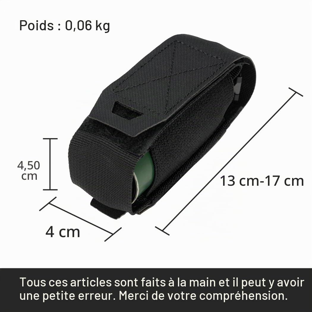 Support Molle pour Lampe de Poche Pochette à Chargeur Pochettes Tactiques Flashbang Pochettes d'outils Portables Multi-usages 500D Nylon (Black)