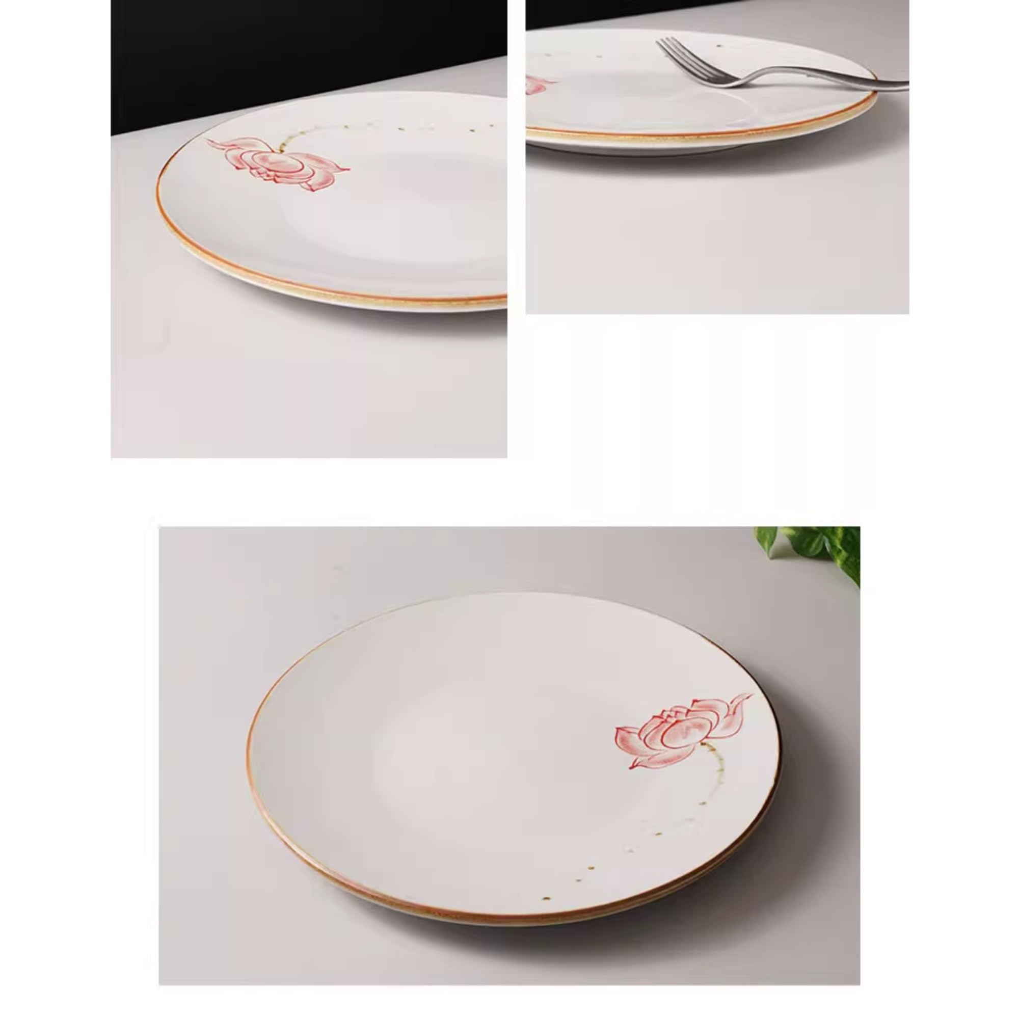 Piatti Cena Stoviglie cinesi retrò dipinte a mano con motivo loto, piatti rotondi da dessert, piatti da ristorante for hotel Forniture Per Feste