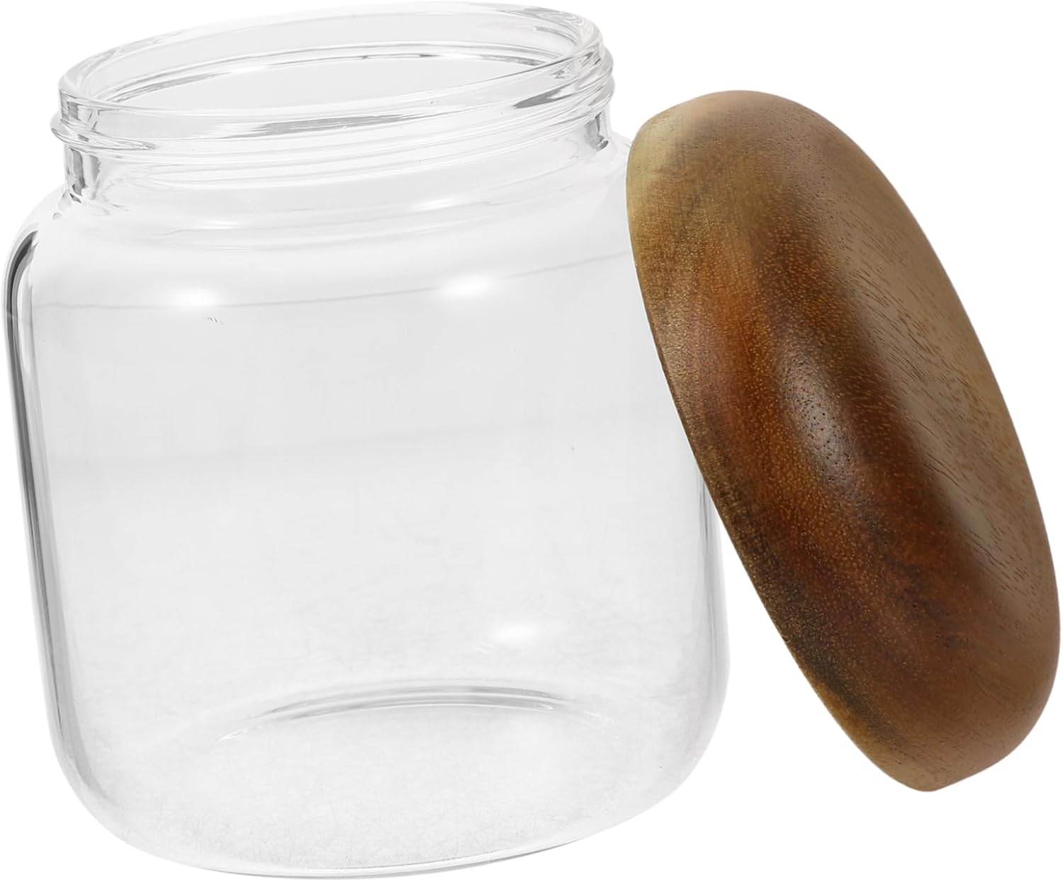 KICHOUSE Glass Spice Jar Wood Lid Airtight Honey Jam Storage Container Kitchen Organization Essential for Home Outdoor Use