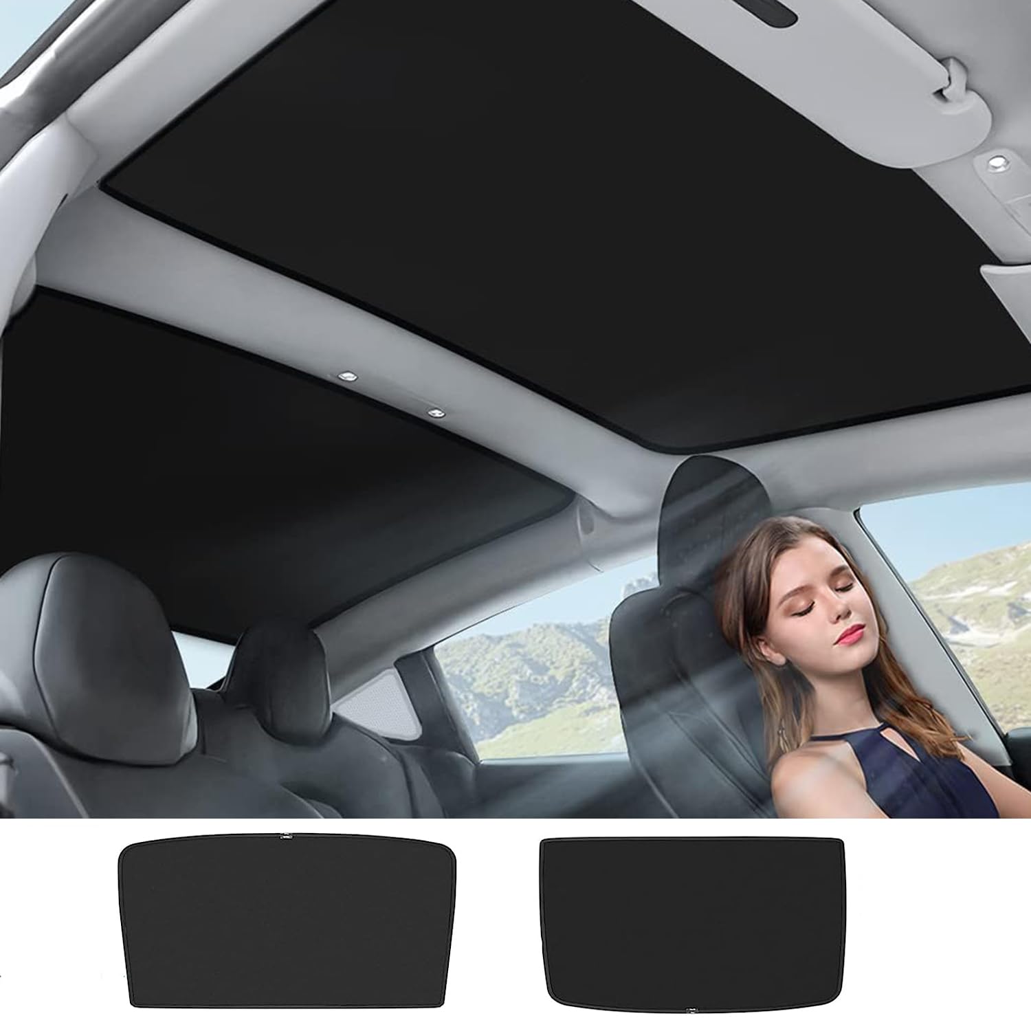 Tendine Parasole per Tettuccio Apribile per Tesla Model 3 2018-2024 2025 Highland Tetto in Vetro Parasole Protezione dai Raggi UV, Nero (Prodotto dalla Cina)