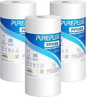 PUREPLUS 5 Micron 10" x 4.5" Whole House Sediment Home Water Filter Replacement Cartridge for Culligan RFC-BBSA, HD-950, WFHD13001B, W15-PR, GXWH30C, GXWH35F, Aqua-Pure AP817, PP10BB, 3PACK