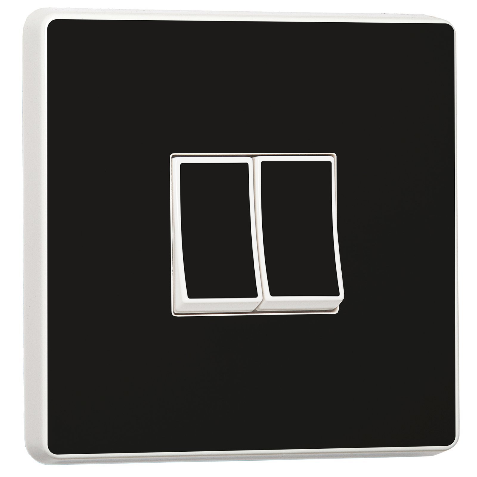 Stika.co Black Pack Of 2 Plain Gloss Home Decorative Accessories For Single/Double Light Switch Cover, Self-Adhesive Vinyl Skin Sticker By (Double Switch)
