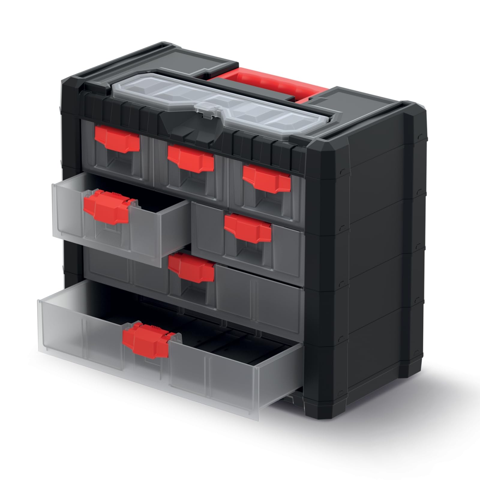 Parts Storage Organiser with Drawers Portable Plastic Compartment Cabinet Screws Carry Case Tool Box With Handle & Drawers (Style 3)