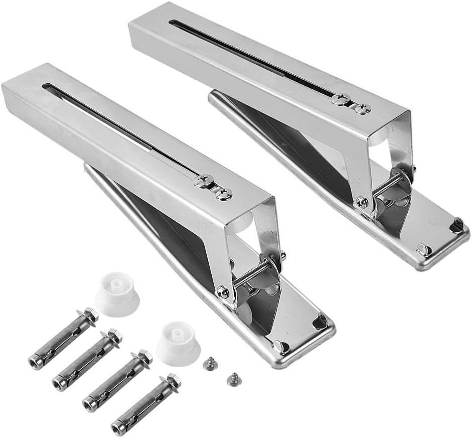 Fdit 2Pcs Microwave Oven Bracket Stainless Steel Foldable Stretch Wall Mount Rack Shelf Adjustable for Home Kitchen