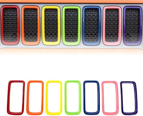 idain Juego de 7 insertos de malla para rejilla delantera, kit de molduras de malla de ABS para Jeep Renegade 2019 2020 2021 (colorido)
