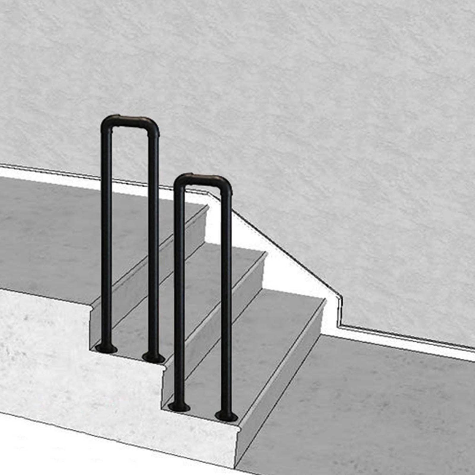Rampe d'escalier pour terrasse et porche de jardin avec kit de fixation en U