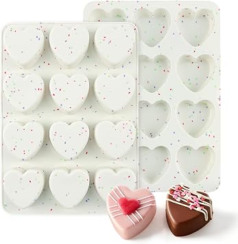 Heart Chocolate Molds Silicone 2 Inch Heart Shaped Muffin Baking Pan Mold | Valentine Heart Candy Jello Molds Nonstick Silicone Mold for Baking Valentine Cake Pan for Brownies, Tartlets and Egg Bites