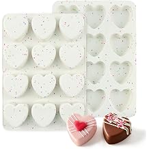Heart Chocolate Molds Silicone 2 Inch Heart Shaped Muffin Baking Pan Mold Valentine Hearts Candy Jello Molds Nonstick Silicone Mold for Baking Valentine Cake Pan for Brownies, Tartlets and Egg Bites