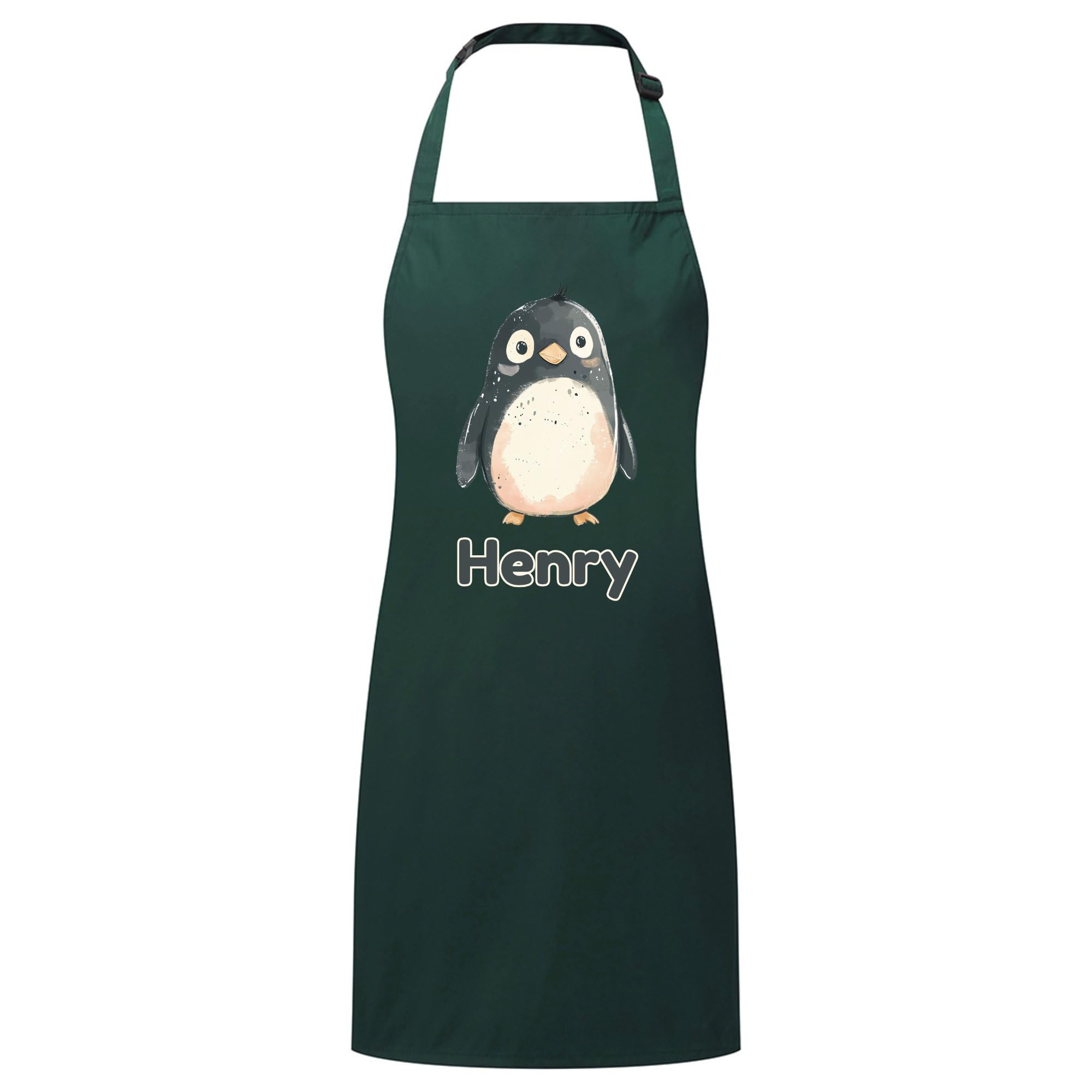 PIXPRINT Personalised Any Name Penguin Waterproof Kids Apron. Craft, Bake, Cook. Boy, Girl, Unisex. Gift