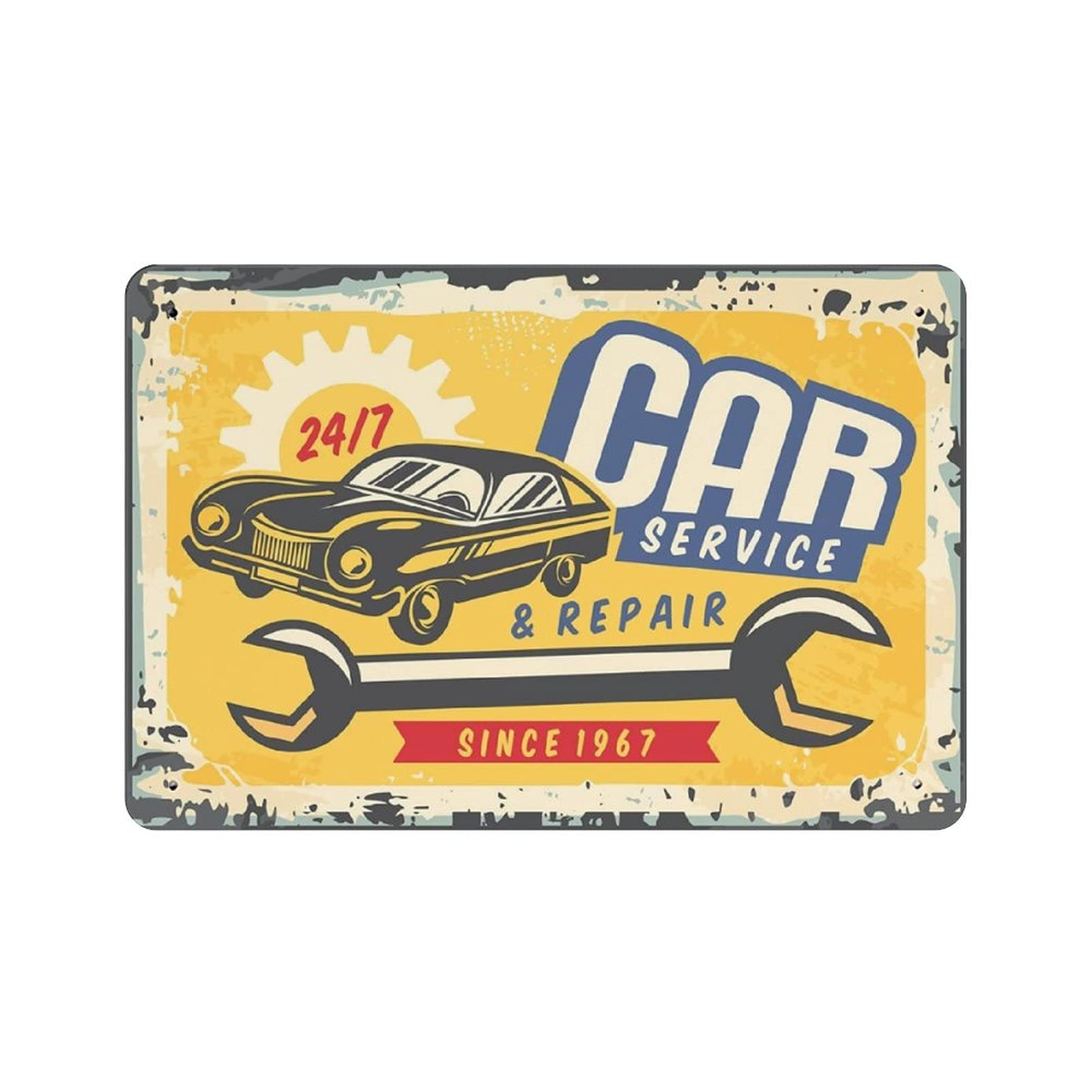 rayprint Car For Service And Repai Tin Sign Metal Plaque Art Hanging Iron Painting Retro Home Kitchen Garden Garage Wall Decor 8"x12"
