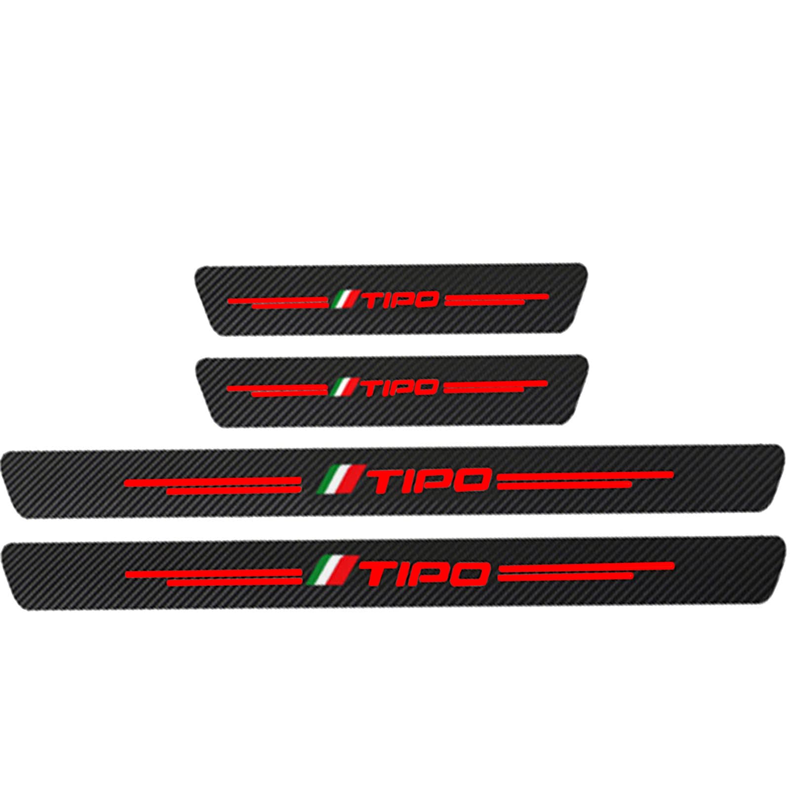 KAFMZEP 4pcs Car Door Sill Protectors for Fiat Tipo Accessories, Self Adhesive Carbon Fibre Wrap Film Universal Automobile Threshold Strips Kick Plate Covers Sticker,Red