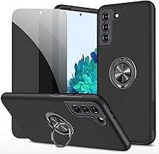 Privacy Case for Samsung Galaxy S21 5G Case Cover with Anti-Spy Tempered Glass with Ring Holder Shock Resistant Scratch Resistant PC Silicone Heavy Duty Black