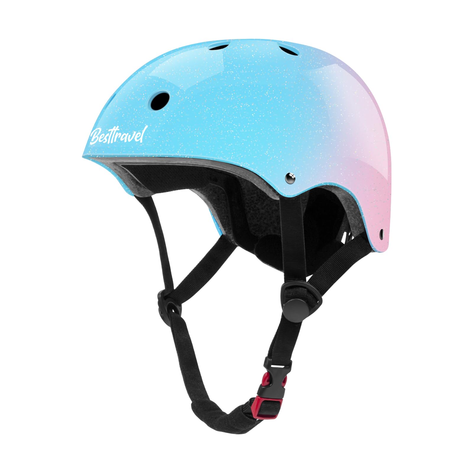 Besttravel Kids Helmet, Toddler Helmet Adjustable Toddler Bike Helmet Ages 3-8 Years Old Boys Girls Multi-Sports Safety (Gradient Blue With Glitter, XS/S 48-54cm) โ image 1