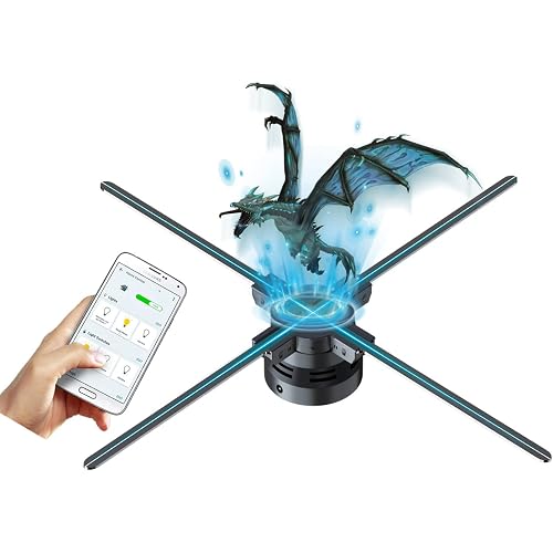 Missyou 3DHologramFan Display Projector,22“ Christmas tree with Bluetooth, Versatile Picture Fan Spinner for Shops, Bars, Casinos - Holographic Fan Projector with Halloween Video