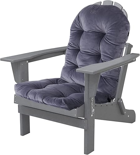 Miniatura 6 de Big Hippo Adirondack - Cojín para silla de interior, con respaldo alto, copetudo, suave y grueso, para uso doméstico (gris)