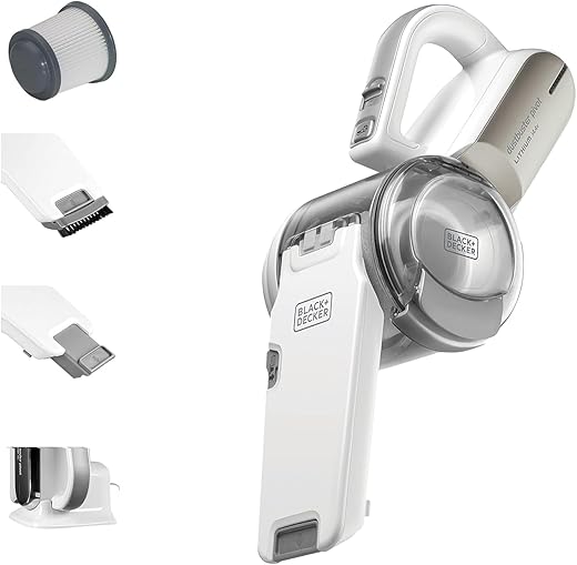 BLACK + DECKER Dustbuster pivot 21.6 wh Pivoting Nozzle, Compact Cordless Vacuum, Ideal for Home & Car, Easy Storage, Champagne/White - PV1420L-B5