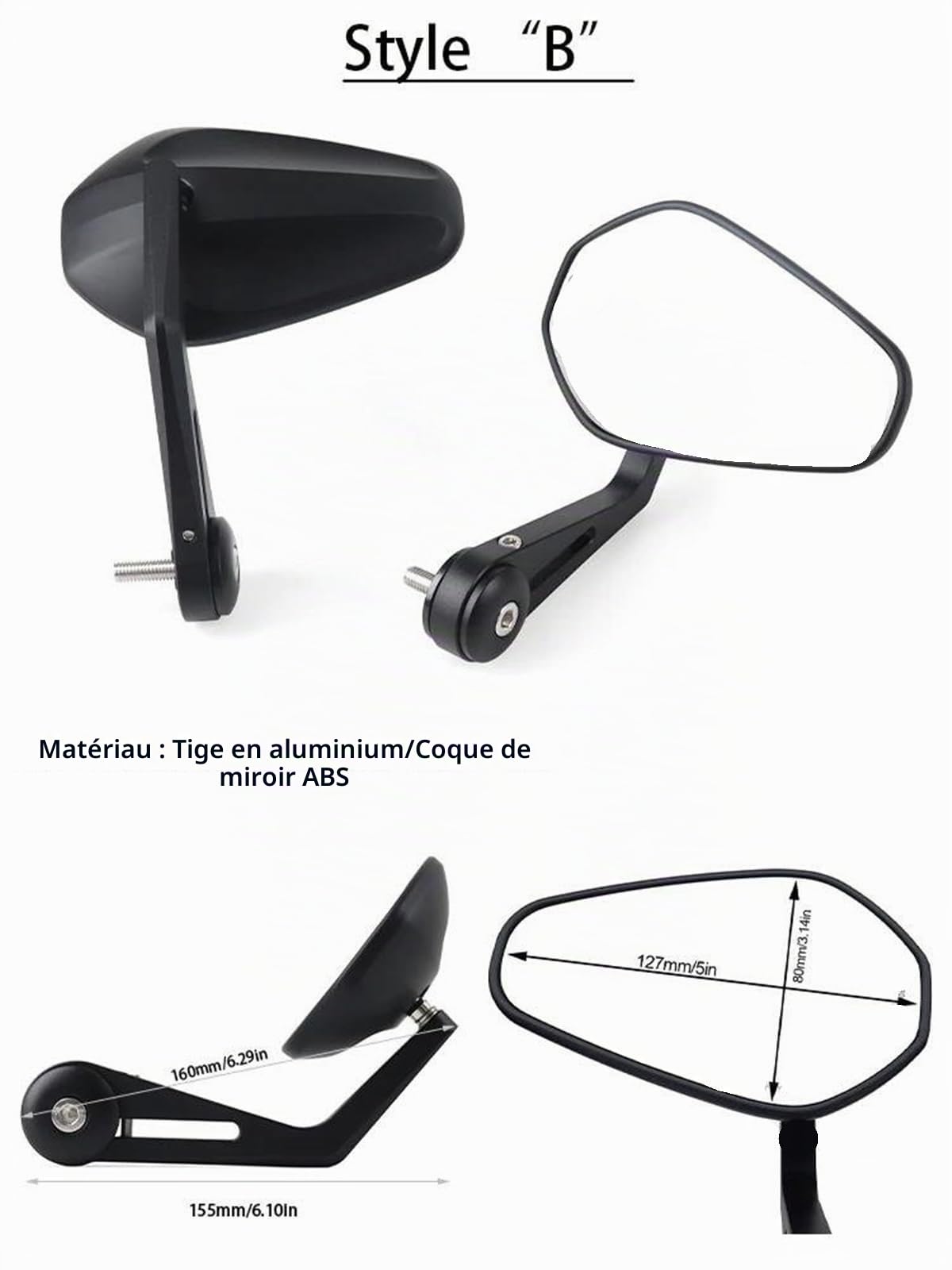 Moto Retroviseur Guidon Pour BMW S1000R F900R R1250R R1200R RS/RT 2021-2025 Pour C400X/GT S1000XR M1000R Rétroviseurs Latéraux Gauche Droit Guidon Rétroviseur