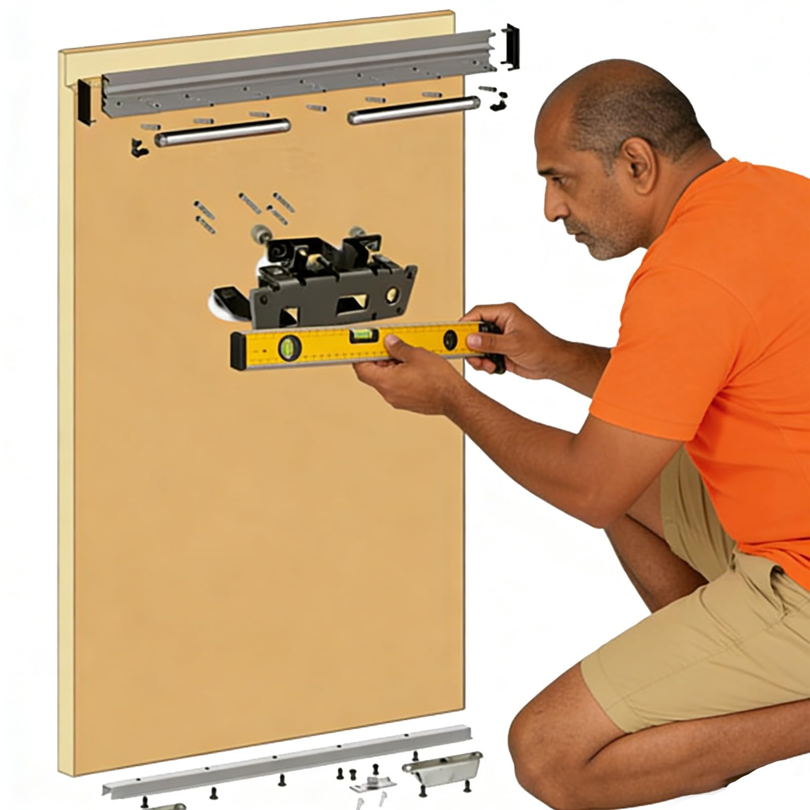 rieles para Puertas corredizas Herrajes Ocultos para Rieles De Puertas Corredizas, Sistemas De Puertas Corredizas Invisibles para El Hogar(90CM (35.4IN))