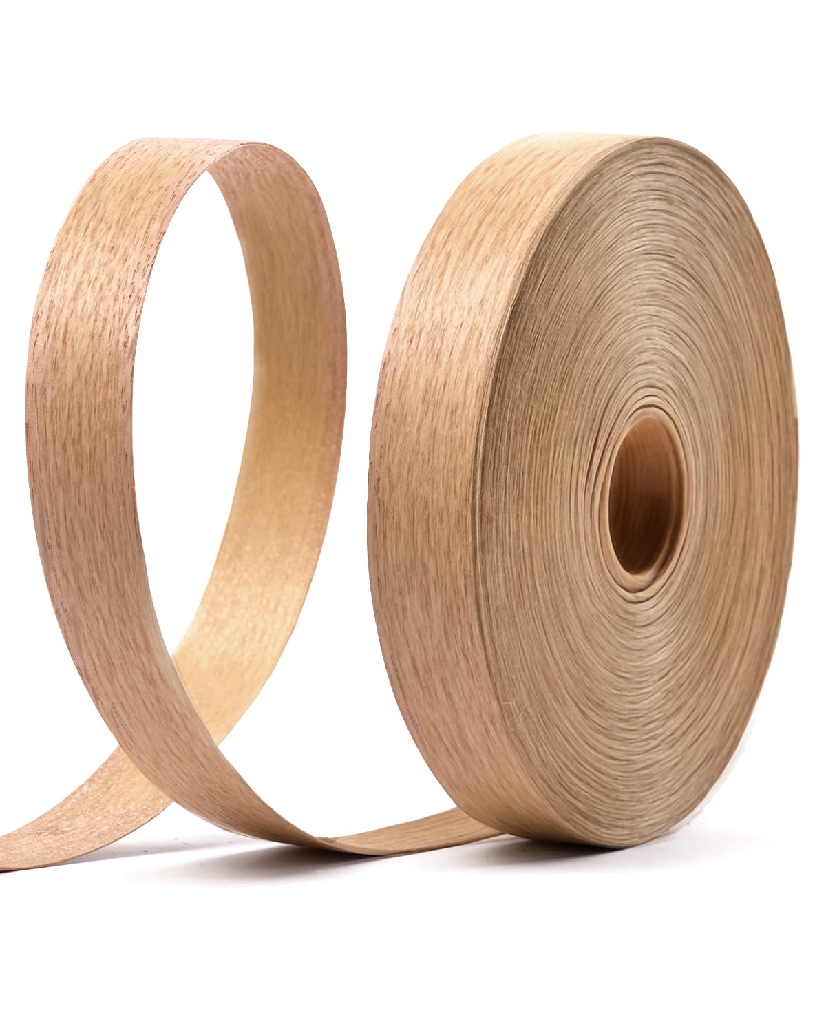 FAKILO Red Oak Edge Banding 19mm x 16m Real Wood Veneer Plywood Edge Banding Iron-on Pre-glued Veneer Edging Tape for Cabinet Repairs Furniture Restoration