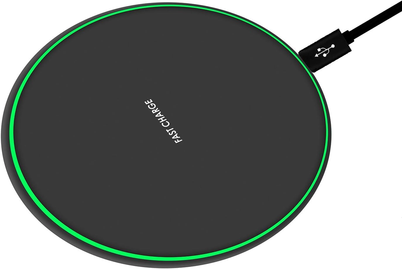 Wireless Charger Black Fast Ultra Slim 10W Wireless Charging Station Qi-Certified，Universal Wireless Charging Station Pad Compatible for Smart Phones and Other QI Devices(No AC Adapter,1 Pack)