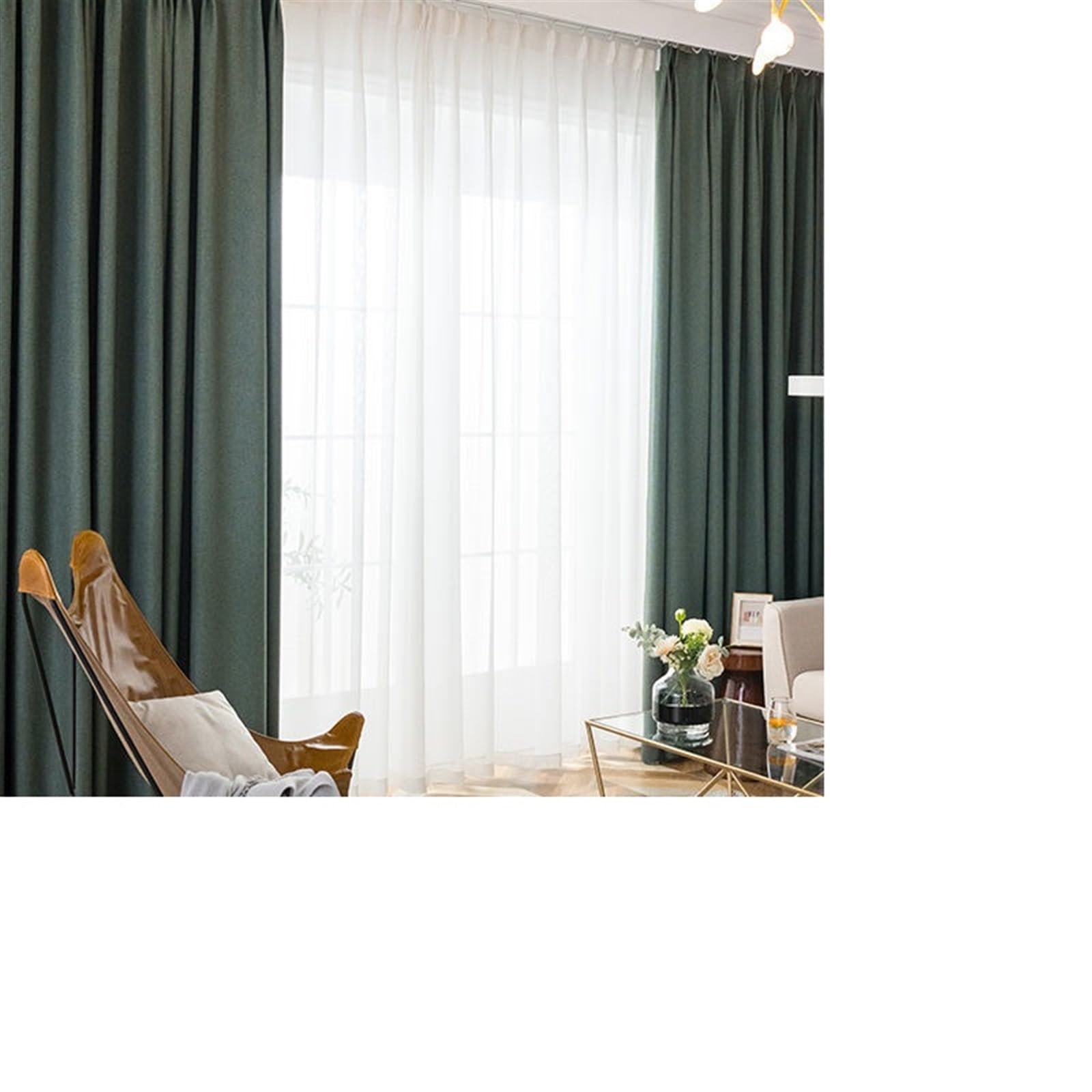 Rideau occultant pour chambre à coucher et salon couleur vert uni 300x270