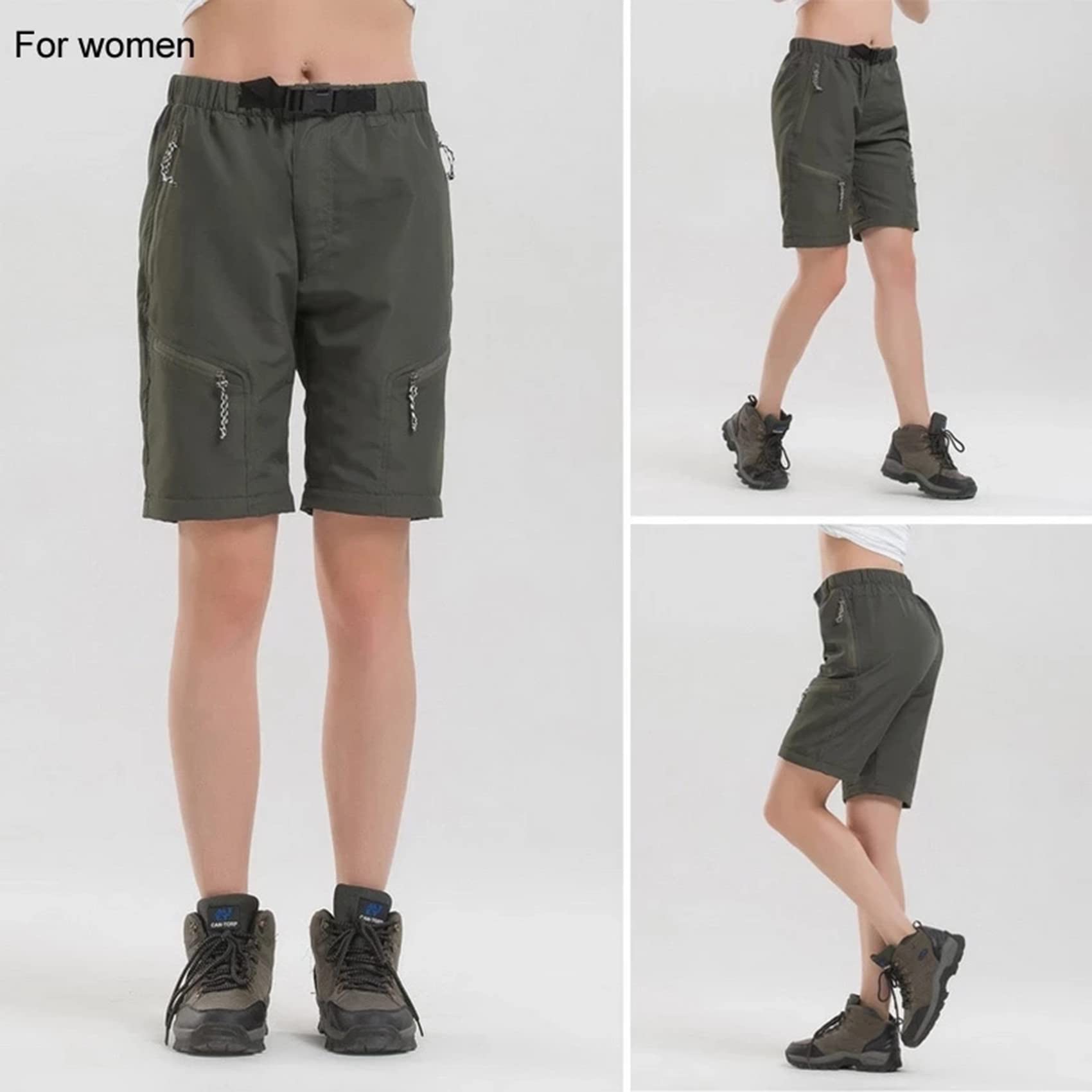Sneldrogende, uitneembare broek voor heren, broek met afritsbare pijpen, buitenvissen, wandelen, kamperen, casual broek, converteerbare wandelbroek,Army green,M