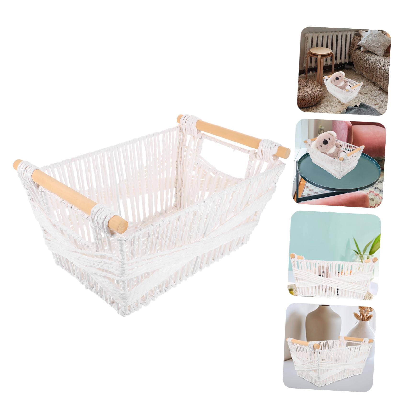 Cabilock Cesta De Almacenamiento Tejida Cuerda De Organizador Decorativo Para Escritorio y Hogar Para Baño Cocina y Oficina