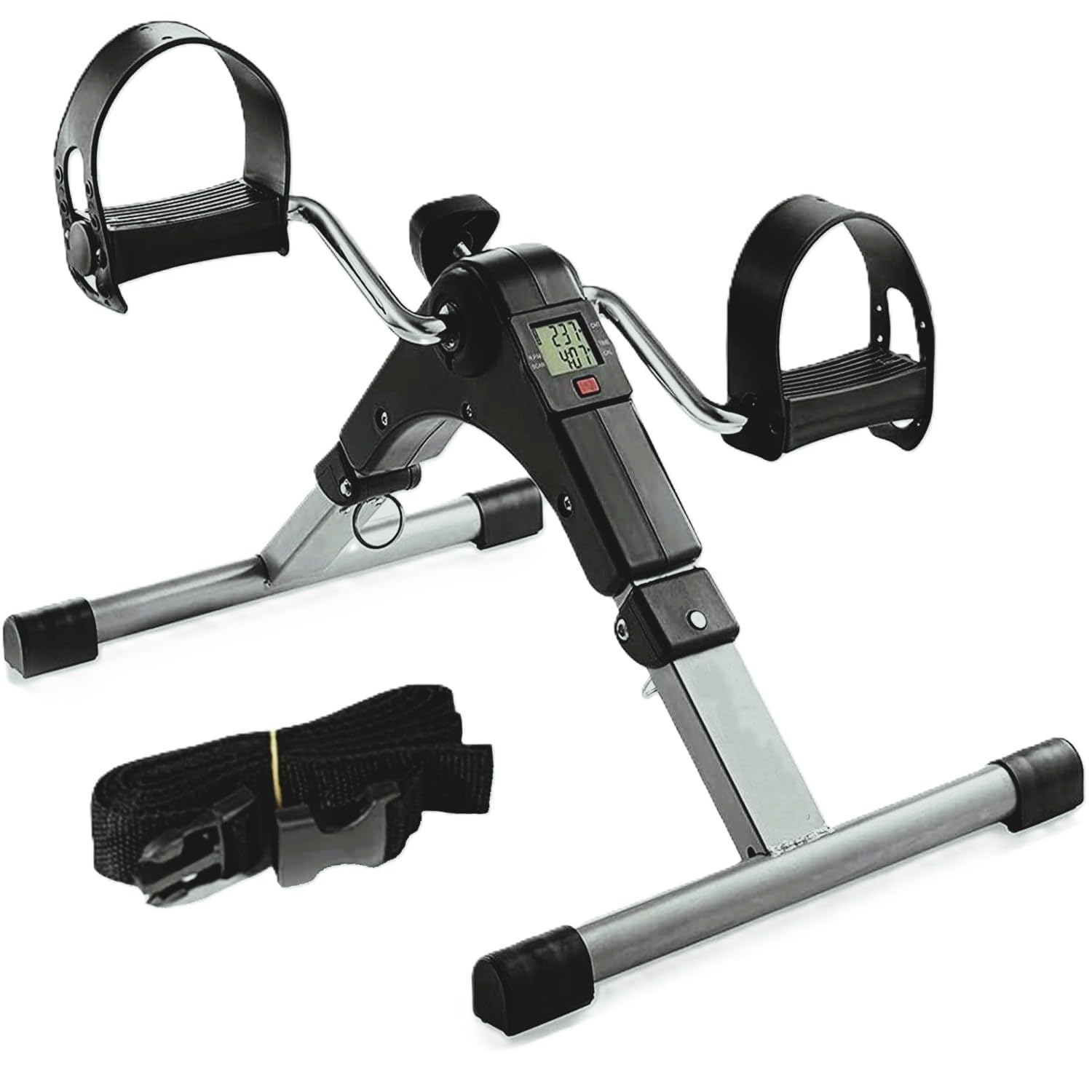 Mini Cycle Pedal Exerciser with Fixing Strap, Adjustable Resistance & Digital Display – Compact for Light Exercise, Legs Arms Workout, Physiotherapy Home Fitness Black-picture-25