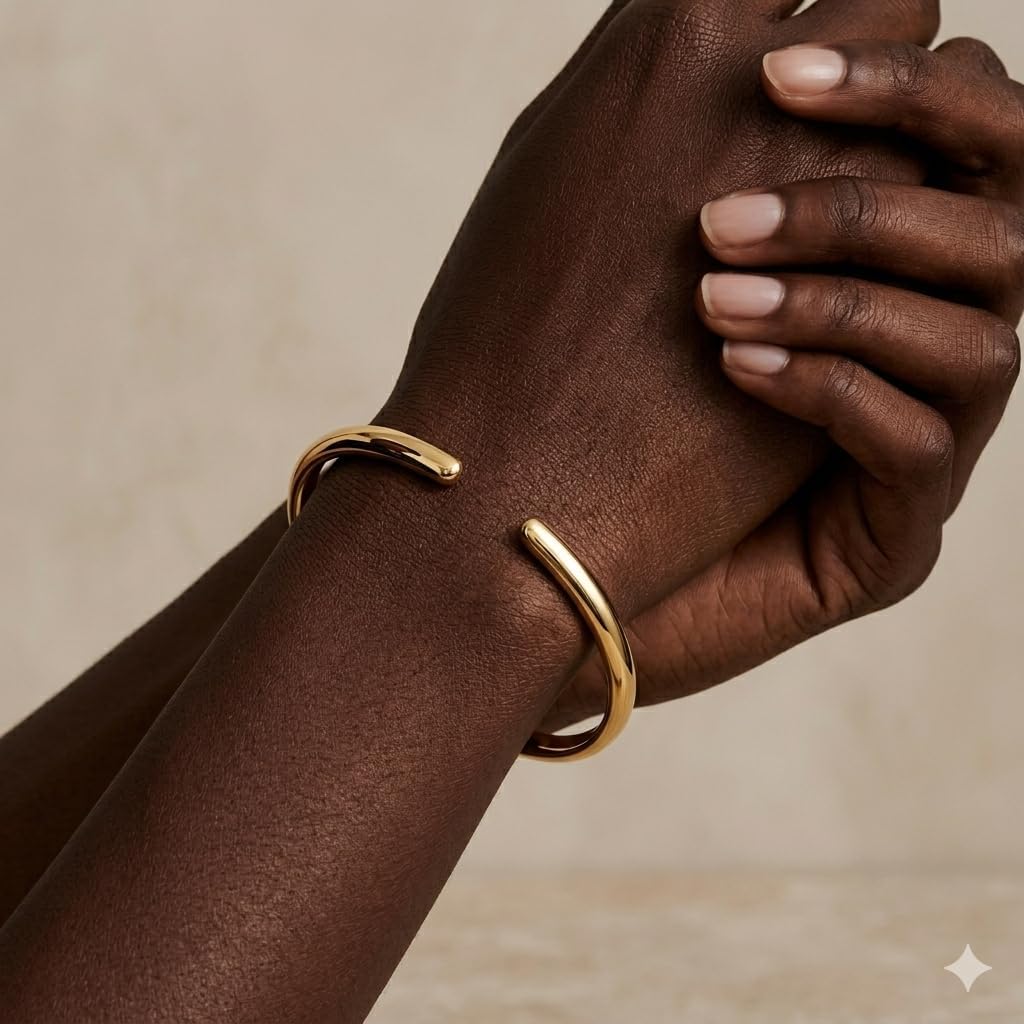 14K Gold Cuff Bangle Bracelet for Women,4mm Open Stacking Bracelets Mother's Day Christmas Day Gift Anniversary Birthday Jewelry for Wife Girlfriend Her