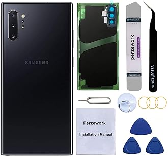 Rear Back Glass Replacement for Samsung Galaxy Note 10+ Plus 6.8 inches 5G with Reparing Toolkit and Pre-Installed Adhesive (Aura Black)