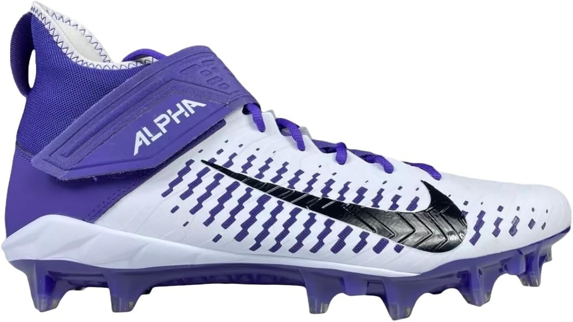 Nike Alpha Menace Pro 2 Mid Men's Football Cleats White Purple BV3945-104 (BV3945-104, US Footwear Size System, Adult, Men, Numeric, Medium, 16)