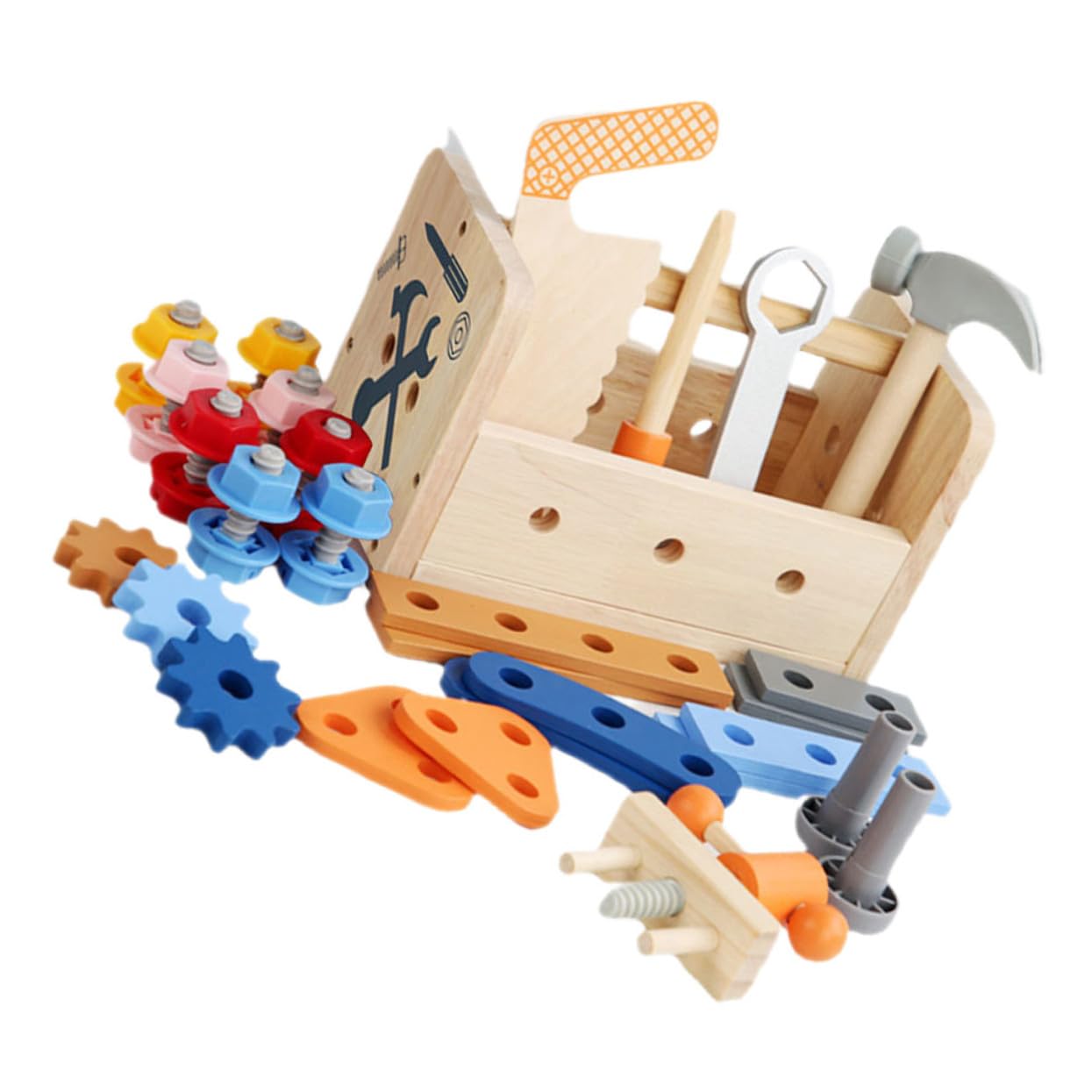 Herramientas de Madera para Set Educativo y Didáctico con Caja Portátil Juguetes de Bricolaje Seguros y Duraderos para Desarrollar Habilidades Manuales y Cognitivas y Niñas
