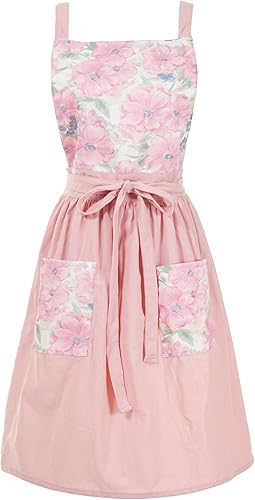 Delantal vintage para mujer con bolsillos, delantales florales para cocinar, hornear, jardinería