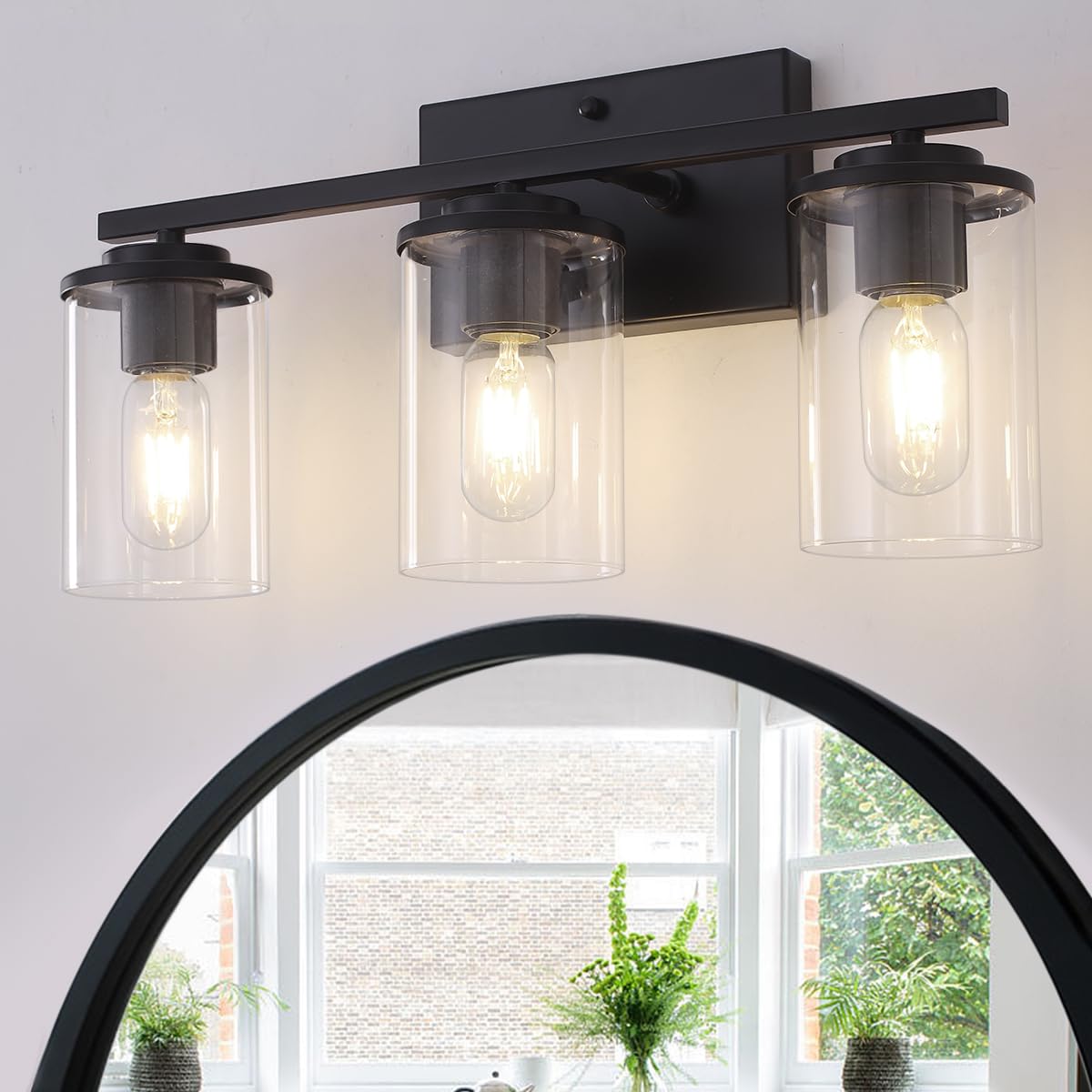 ZSMIHDOH 3-Light Black Bathroom Light Fixtures, Modern Bathroom Vanity ...