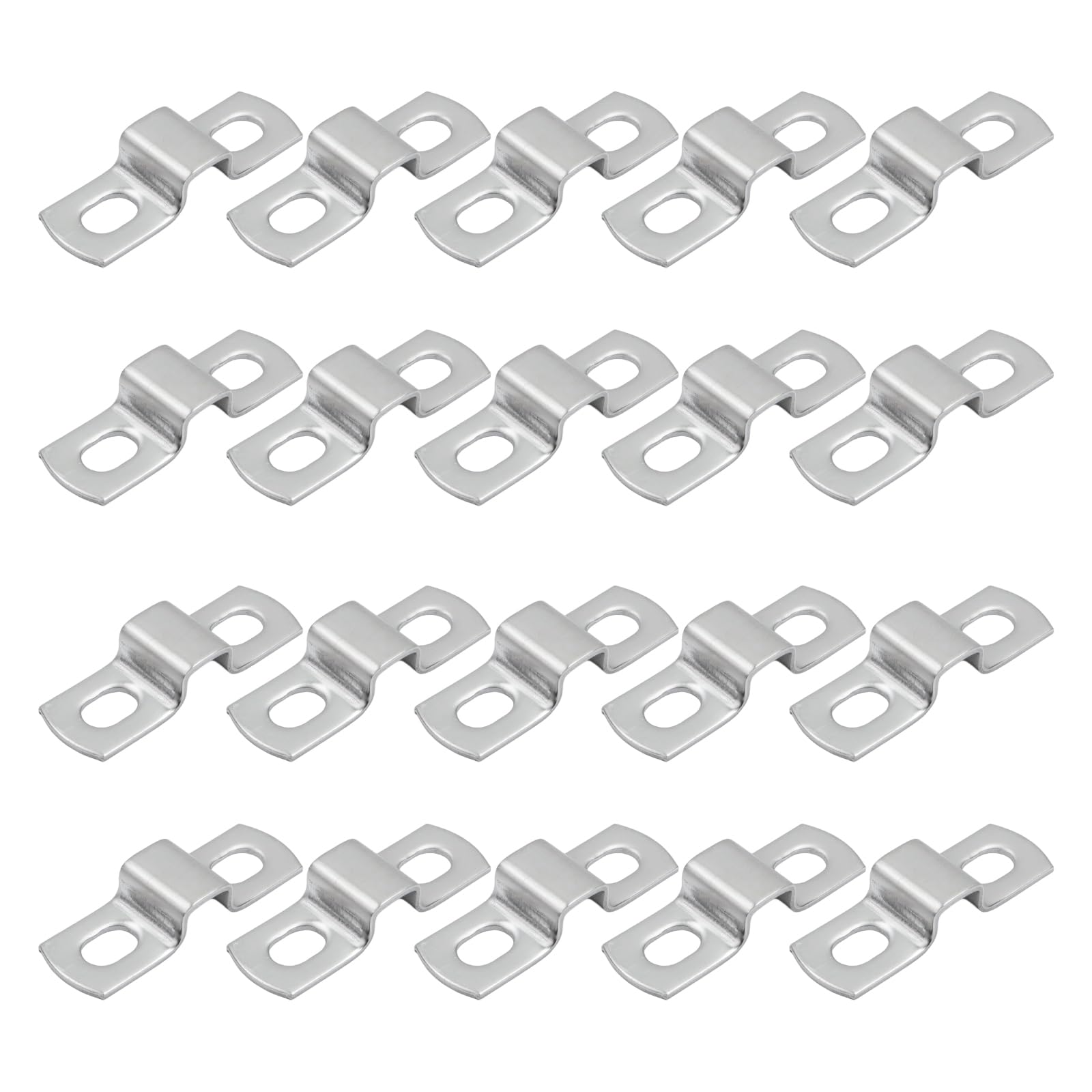 Square Tube Strap Clamp 20Pcs, 0.44 x 0.34 Inch U Shape Pipe Strap, 304 Stainless Steel, Deck Fence Post Tie Bracket for Conduit, Pumbing System, Strut Channel, Door Closed Bar Holder