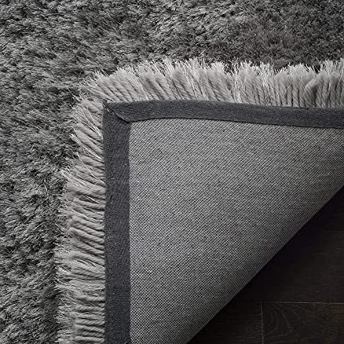 Image of Hand Woven Plain Shagg Collection with 2 Inch Pile Height Carpet for Living Room Size 6x8 Feet Coular Grey