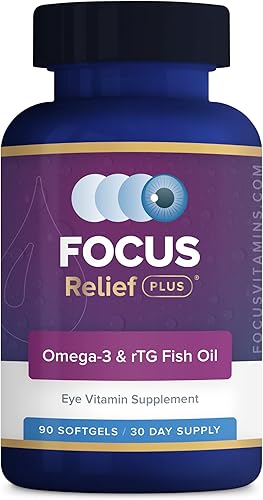 Miniatura 1 de Focus Relief Plus - Fórmula para ojos secos (90 unidades de suministro para 30 días) Suplemento Omega 3 para ojos secos, suplemento para alivio de