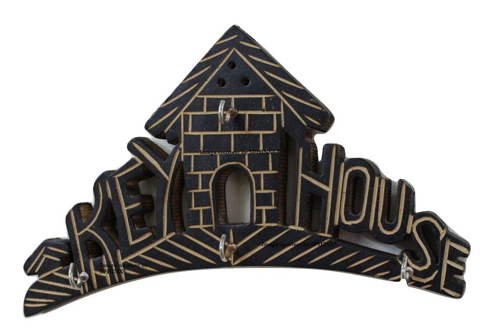 SPHINX Wooden Wall Hanging Key house Key Holder-4 hooks (L x H = Approx. 23 x 12 cms) - 1 piece