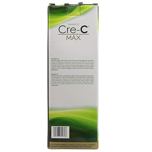 Miniatura 4 de Cre-C Max Shampoo, Shampoo para prevenir la caída del cabello, Volumen y Brillo a tu cabello, 250 ml, Botella