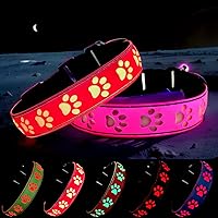 Vista 6 de Collar LED para perro, 15 modos de luz, USB-C recargable, silicona ajustable, varios colores (negro, S (7.87-11.8 pulgadas)