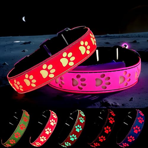 Miniatura 10 de Collar LED para perro, 15 modos de luz, USB-C recargable, silicona ajustable, varios colores (negro, M (11.8-15.7 pulgadas)