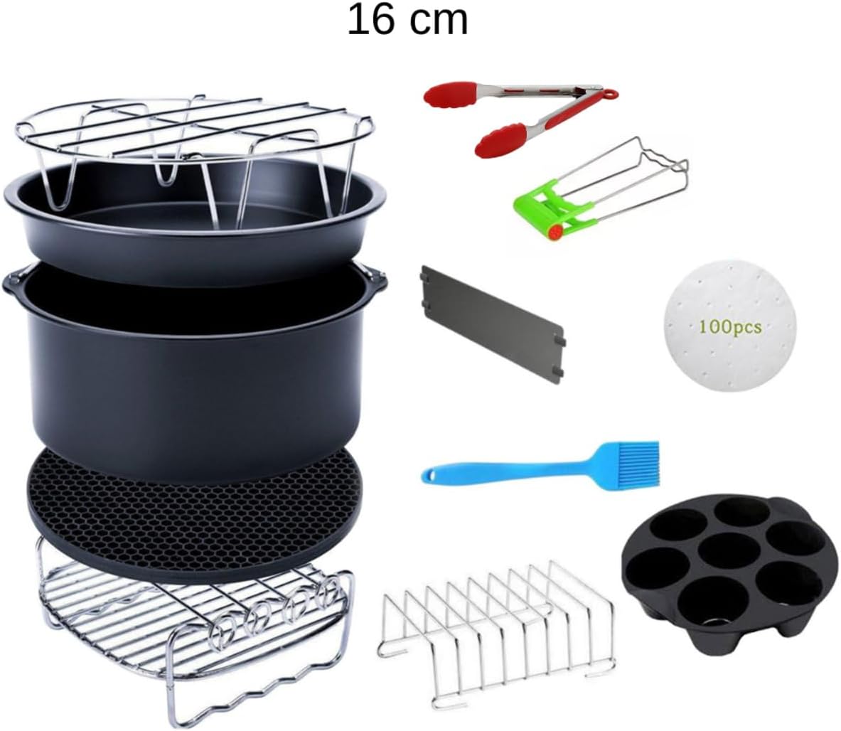 Yui Xiaomi,Philips,Tefal,Kumtel Uyumlu 4.5 Litre 7 Inç Hava Fritözü 12'Li Yedek Parça Seti